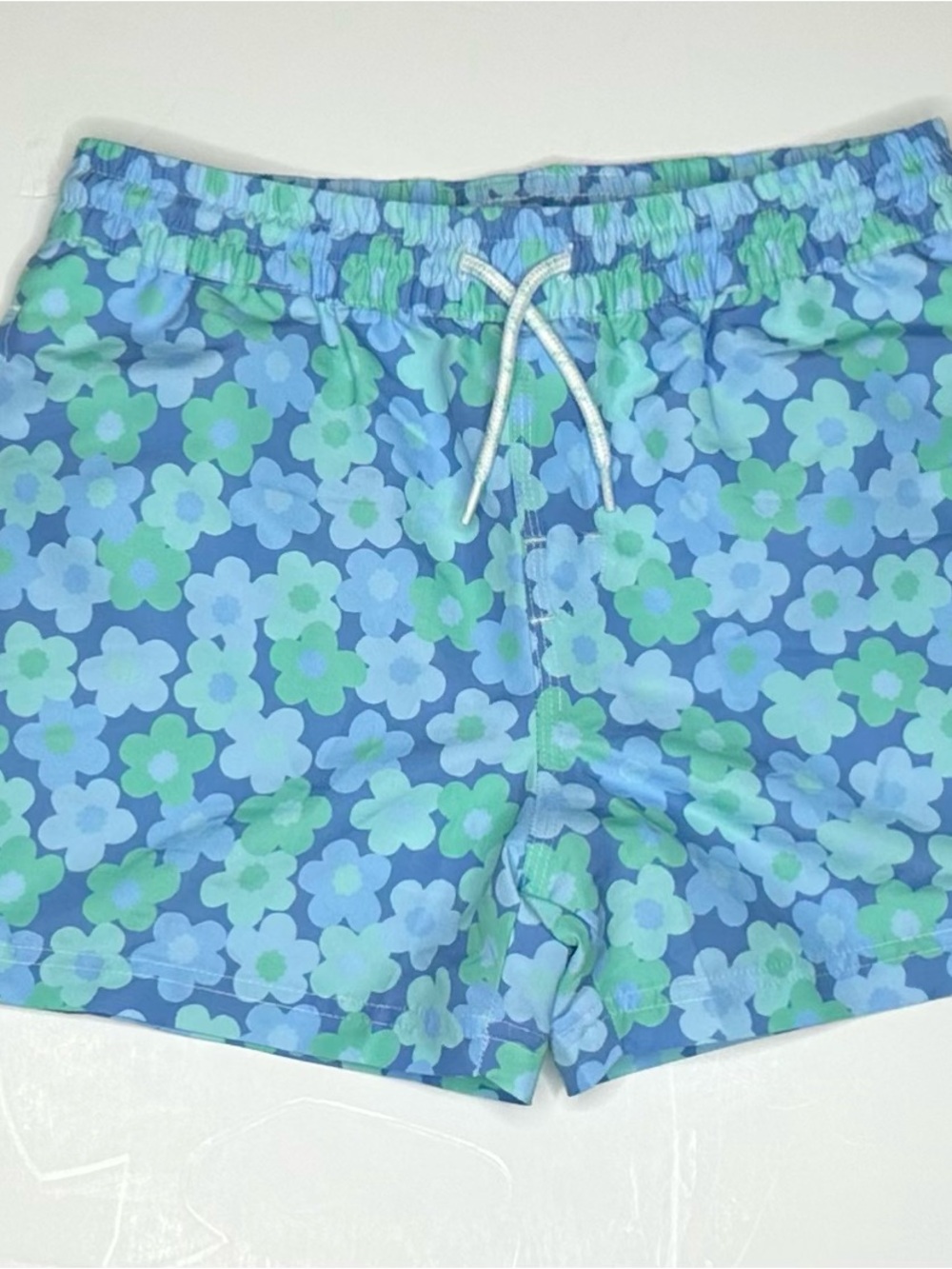 The Beaufort Bonnet Company Blue & Green Floral Drawstring Swim Trunks
